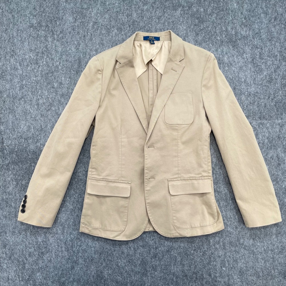 Polo Ralph Lauren Womens Blazer 18 Khaki Cotton Twill Sport Made In Portugal